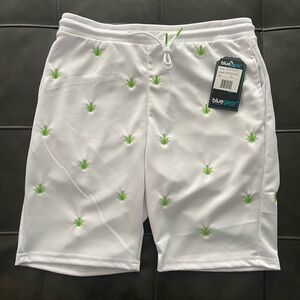 Blue Gear Men’s Shorts White Neon Green Leaf Size XL